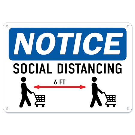 SIGNMISSION Coronavirus Sign, Social Distancing, 7in X 5in Decal, 5" H, 7" W, Social Distancing OS-NS-D-57-255962